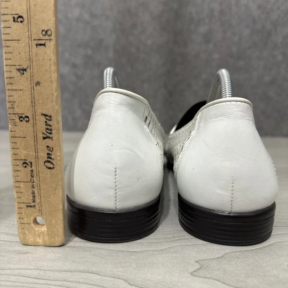 Trotters Liz Loafers Womens 11 White Woven Leather Slip‎ On Flats T5158-582